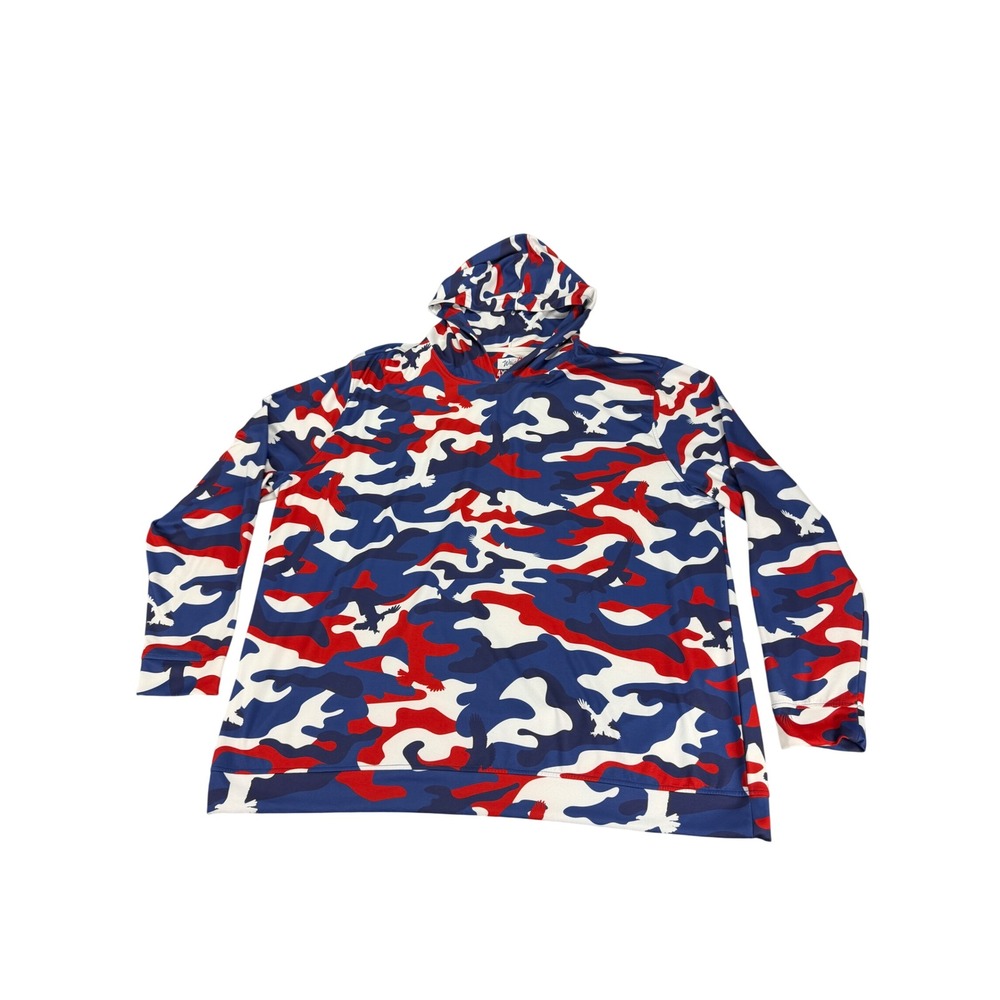 Waggle Golf Mens Red White Blue Eagle Camo Performance Hoodie Size 4XL
